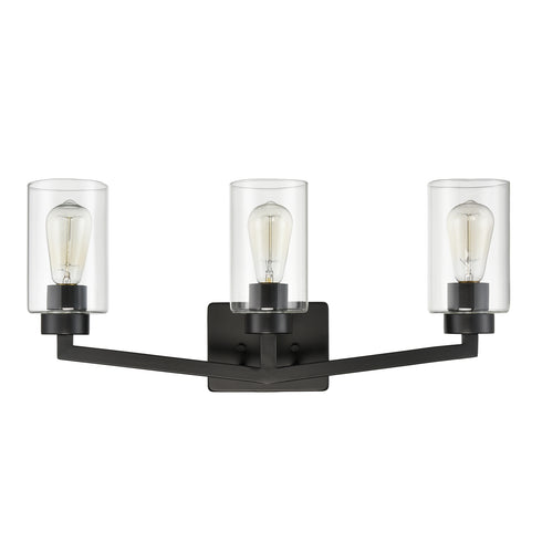 Bernina Industrial Black Bathroom Vanity Light Sconce 3-Light